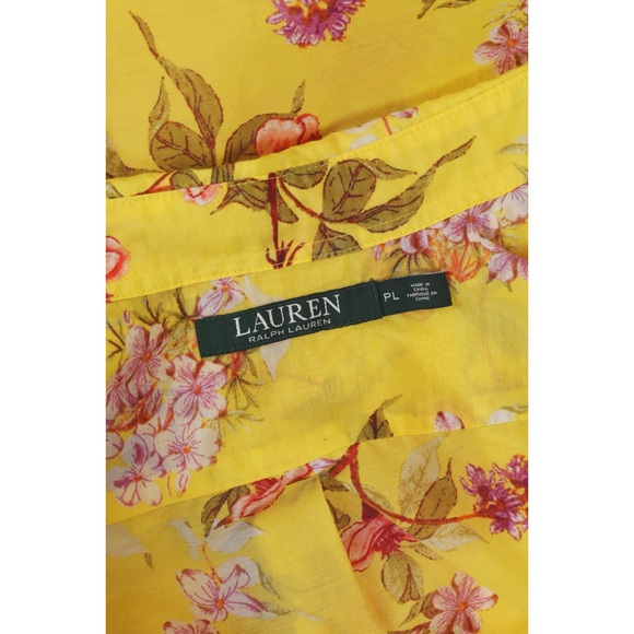 Sz Petite Large Ralph Lauren Floral Button Down Shirt In Yellow Multi EUC - Picture 5 of 7